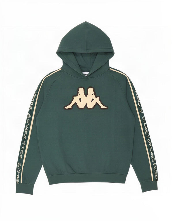 Kappa Womens Graphic Hoodie Pullover UK 14 Mittelgrüne Colourblock-Baumwolle