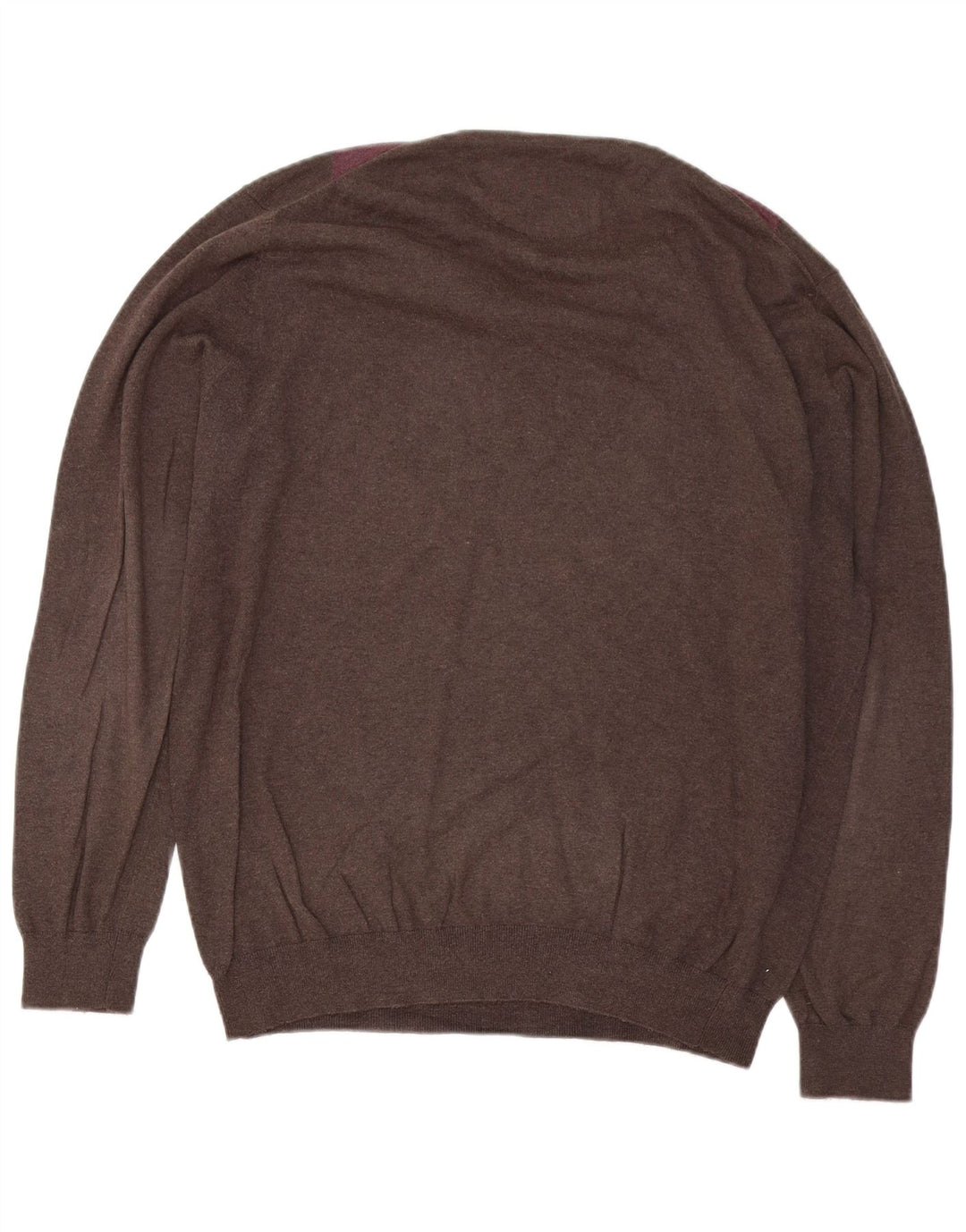 Massimo Dutti Herren-Pullover mit V-Ausschnitt, XL, braun, Argyle/Diamant-Baumwolle