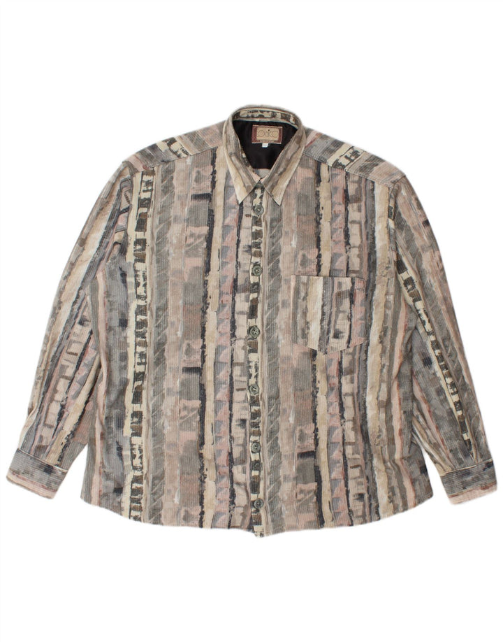 Vintage Herren Fleeceshirt groß grau geometrisch