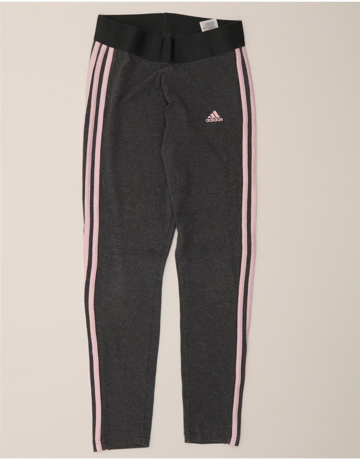 Adidas Damen Leggings UK 8/10 Small Graue Baumwolle