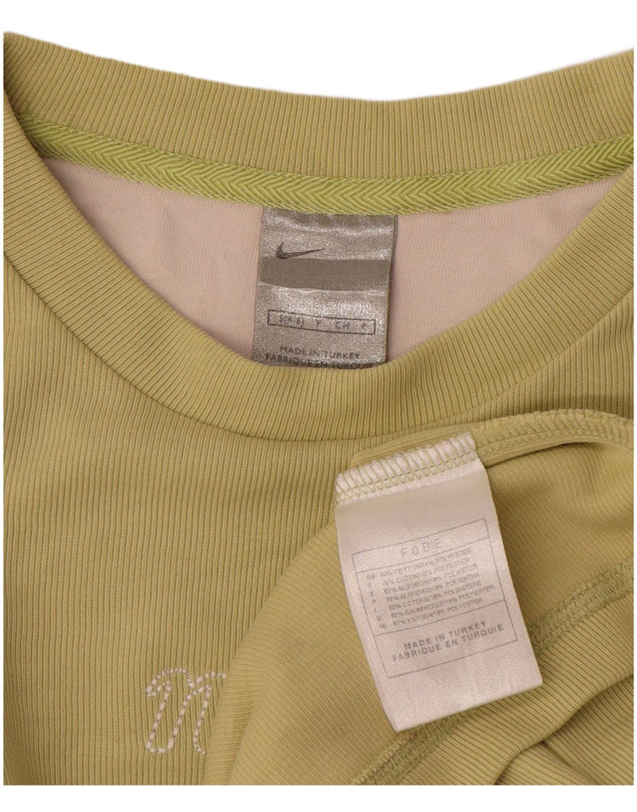 Nike Womens Graphic Top Langarm US 4/6 Small Grüne Baumwolle