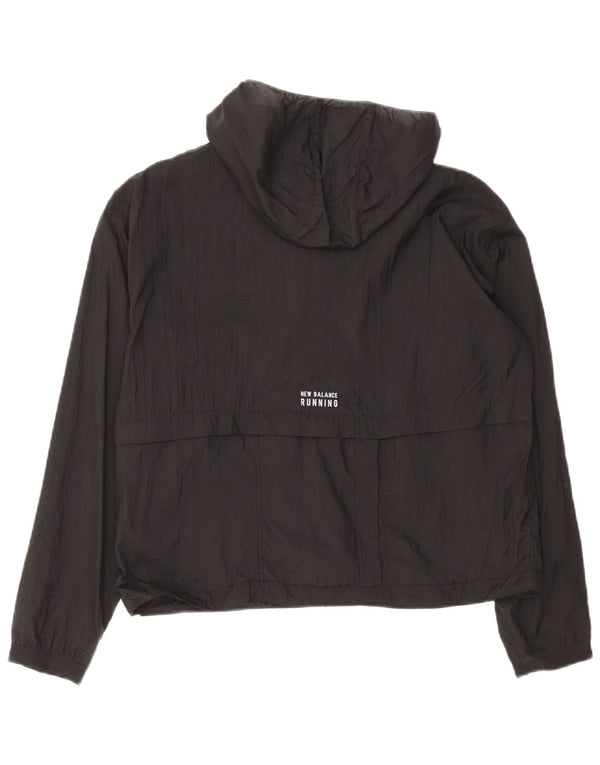 New Balance Womens Graphic Hooded Rain Jacket UK 14 Mittelschwarzes Nylon