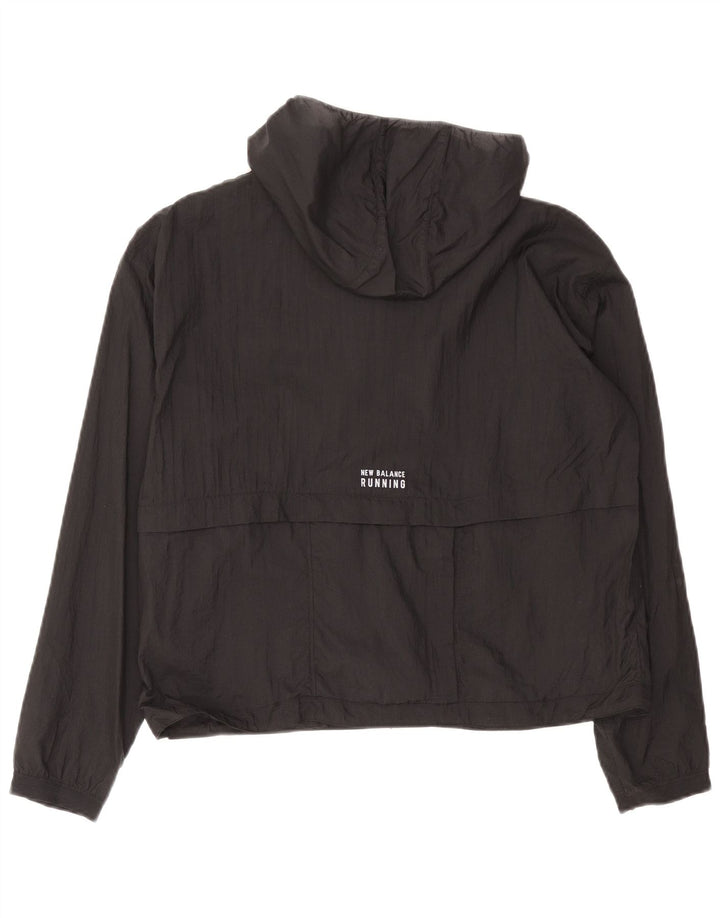 New Balance Womens Graphic Hooded Rain Jacket UK 14 Mittelschwarzes Nylon