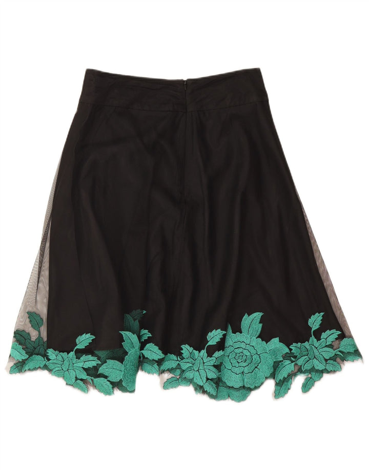 Coast Damen-A-Linien-Rock W26 Smalll Schwarz geblümtes Polyester