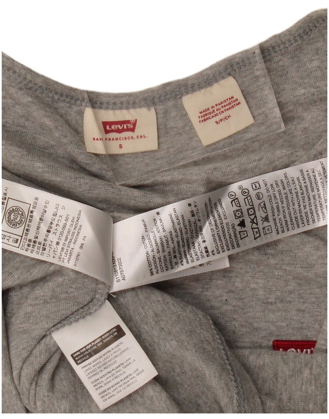 Levi's Damen Top Langarm UK 10 Small Graue Baumwolle