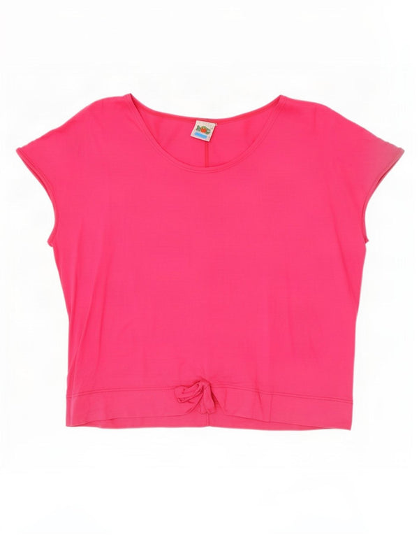 Vintage Damen Crop T-Shirt Top IT 46 Große rosa Baumwolle