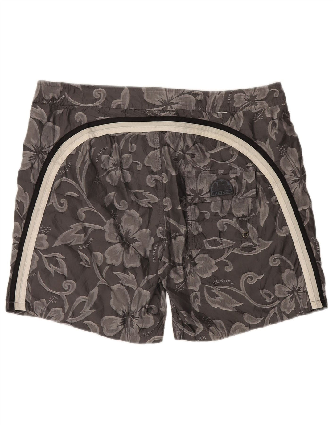 Sundek Jungen-Badeshorts mit Grafik, 15–16 Jahre, grau geblümtes Polyester