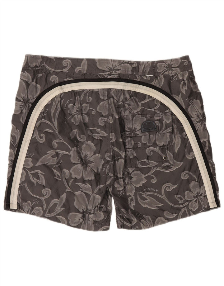 Sundek Jungen-Badeshorts mit Grafik, 15–16 Jahre, grau geblümtes Polyester