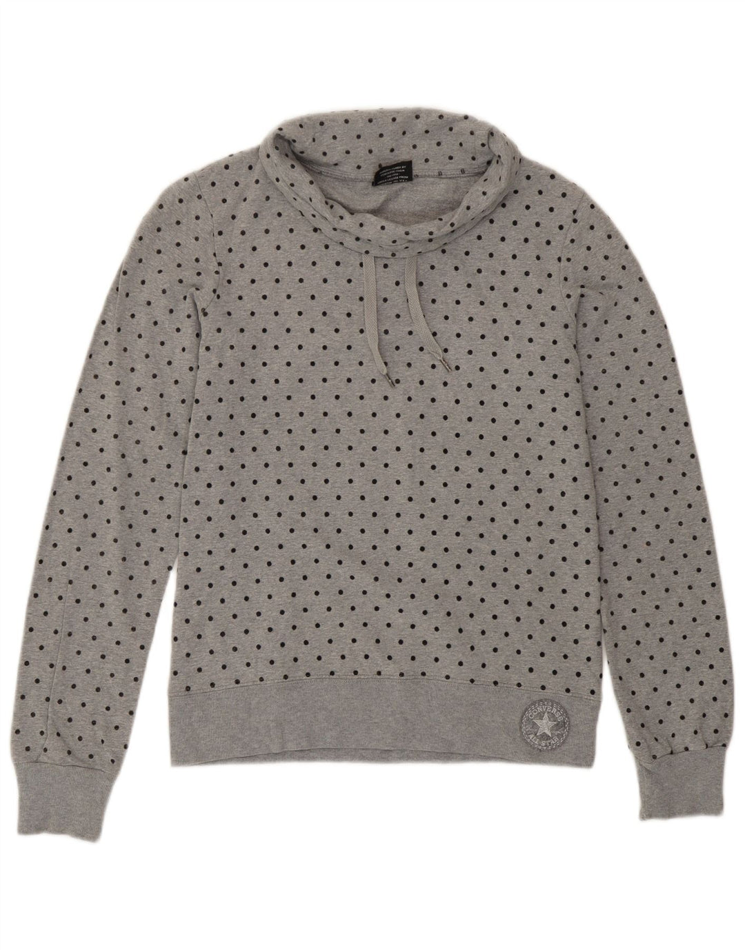 Converse Damen Sweatshirt Pullover UK 6 XS Grau gepunktete Baumwolle