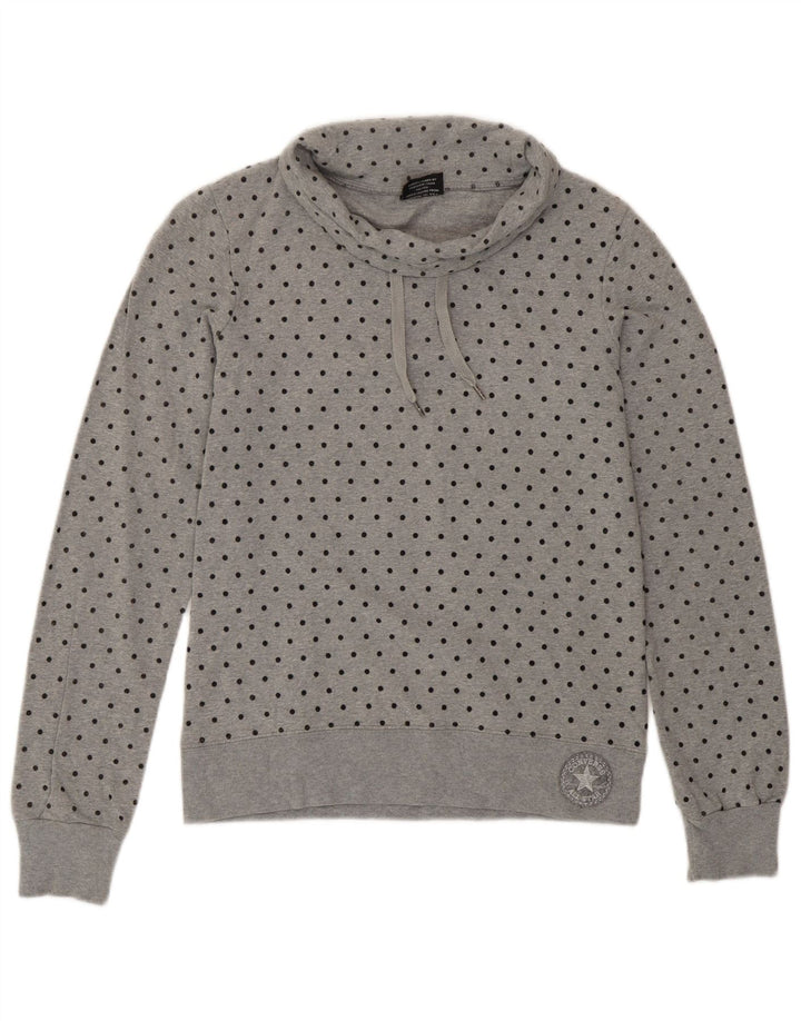 Converse Damen Sweatshirt Pullover UK 6 XS Grau gepunktete Baumwolle