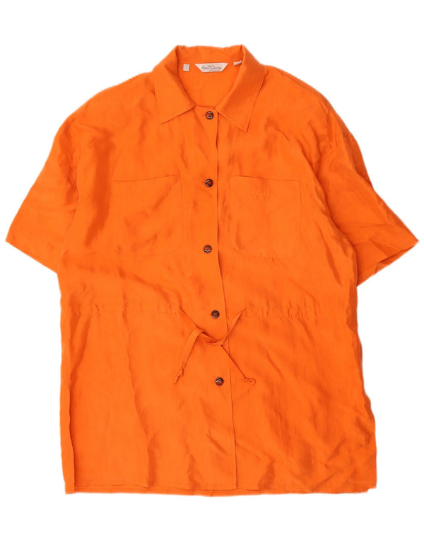 Vintage Damen Übergroßes Hemdkleid UK 12 Medium Orange Seide