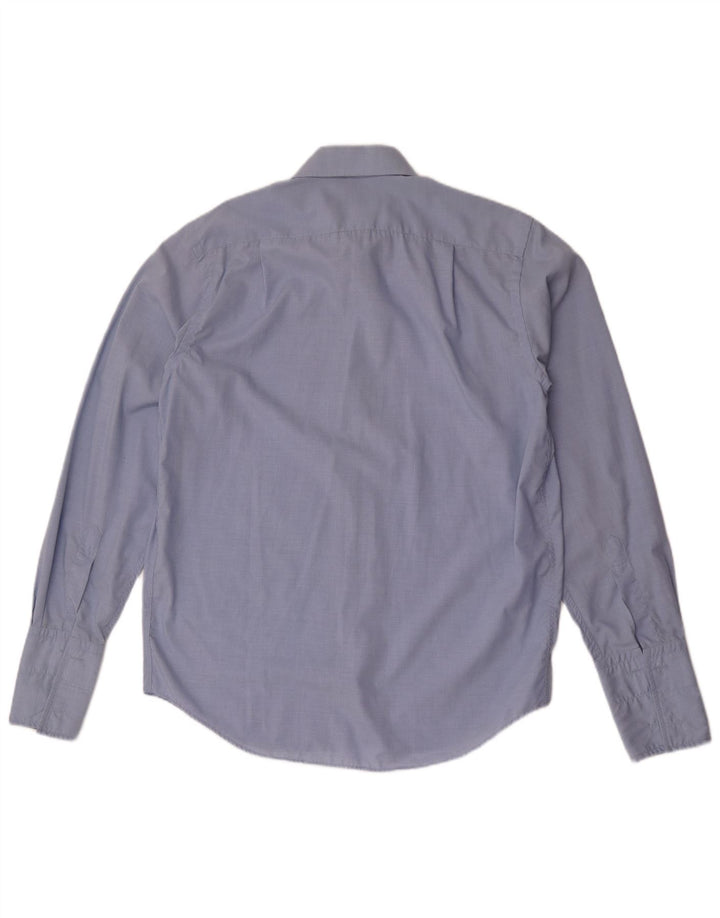 YVES SAINT LAURENT Herren-Formalhemd, große blaue Gingham-Baumwolle