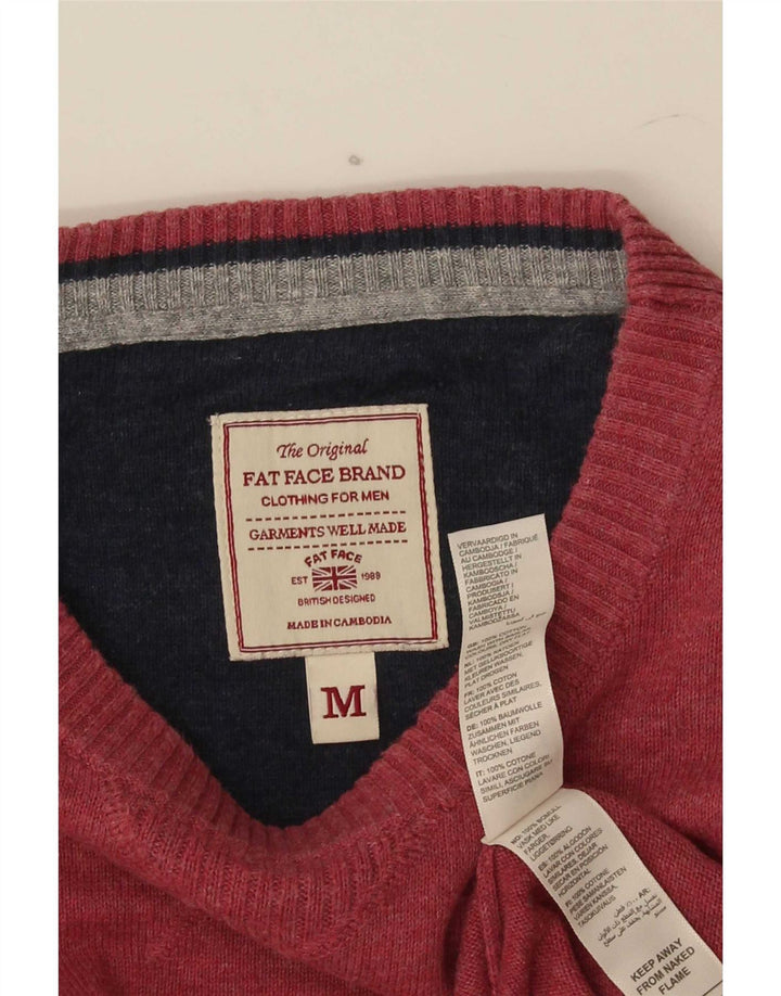 Fat Face Herren-Pullover mit Rundhalsausschnitt, mittelrote Baumwolle