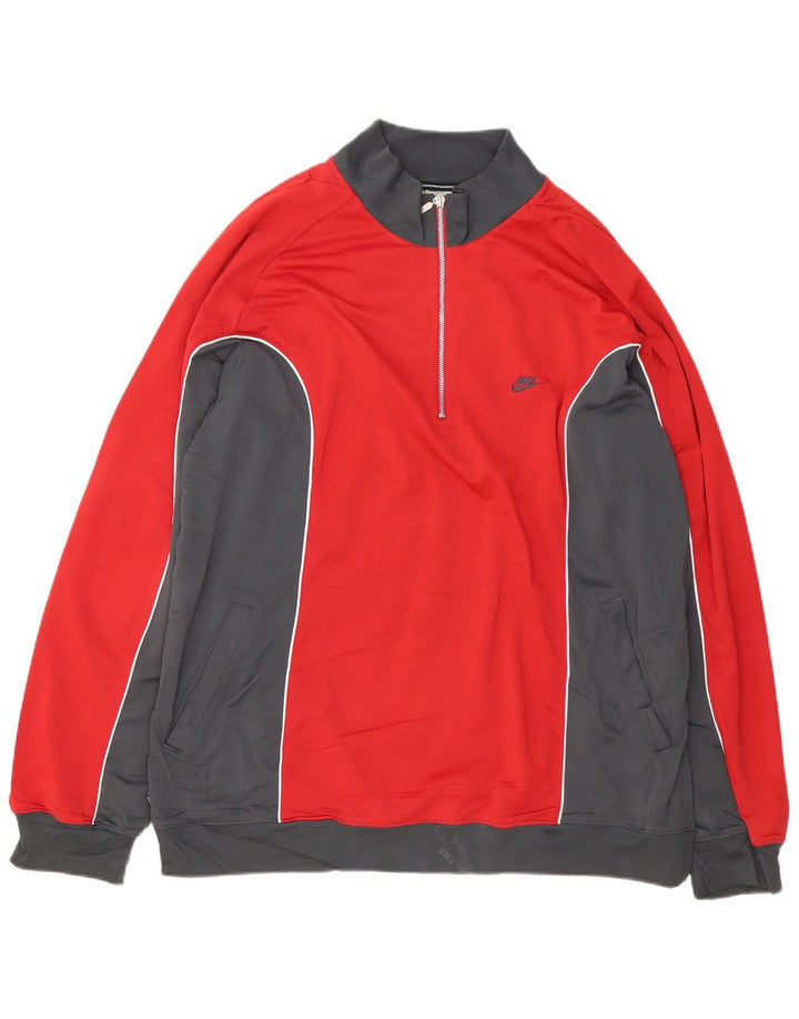ADIDAS Herren-Sweatshirt mit Reißverschluss am Hals, 2XL, rotes Farbblock-Polyester
