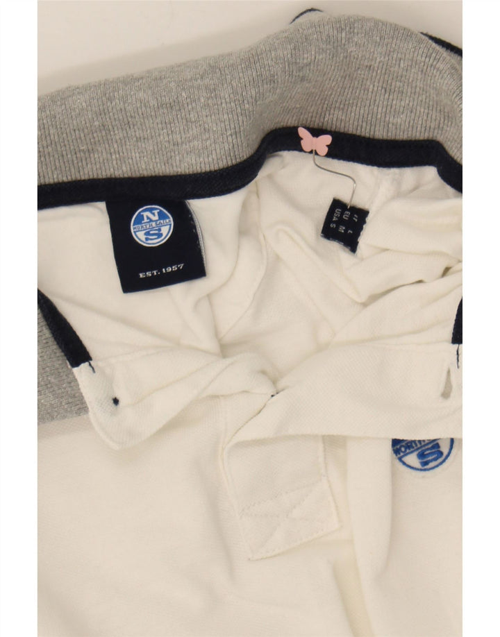 NORTH SAILS Mens Long Sleeve Polo Shirt Medium White Cotton Vintage North Sails and Second-Hand North Sails from Messina Hembry 