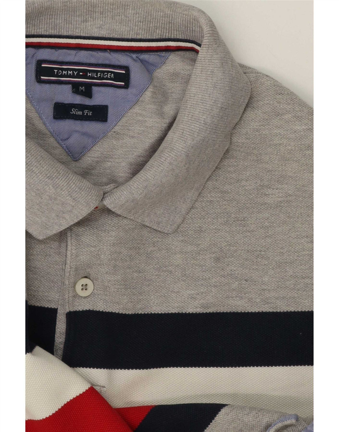 Tommy Hilfiger Herren-Poloshirt in schmaler Passform, Mittelgrau, Farbblock