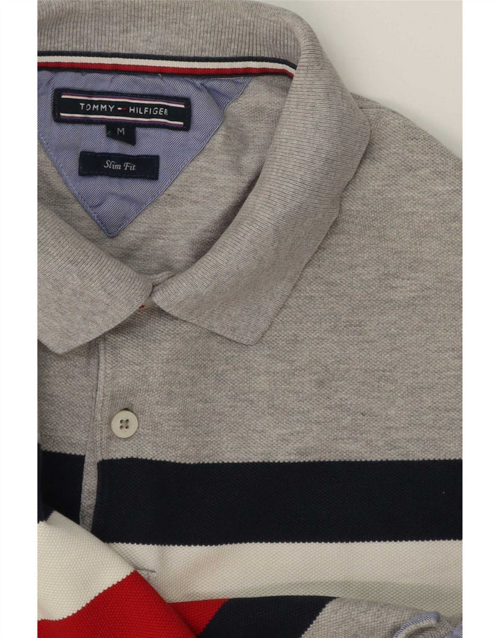 Tommy Hilfiger Herren-Poloshirt in schmaler Passform, Mittelgrau, Farbblock