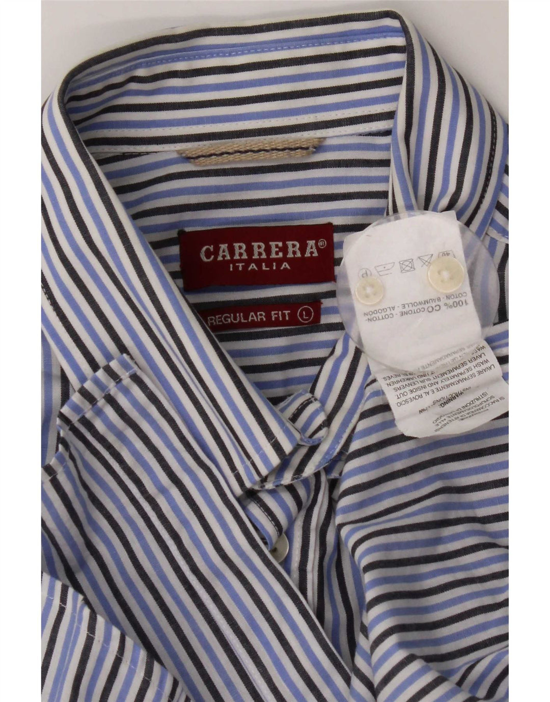 Carrera Herren-Hemd, kurzärmelig, normale Passform, groß, blau gestreift, Baumwolle