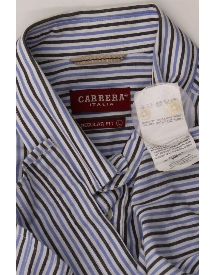 Carrera Herren-Hemd, kurzärmelig, normale Passform, groß, blau gestreift, Baumwolle