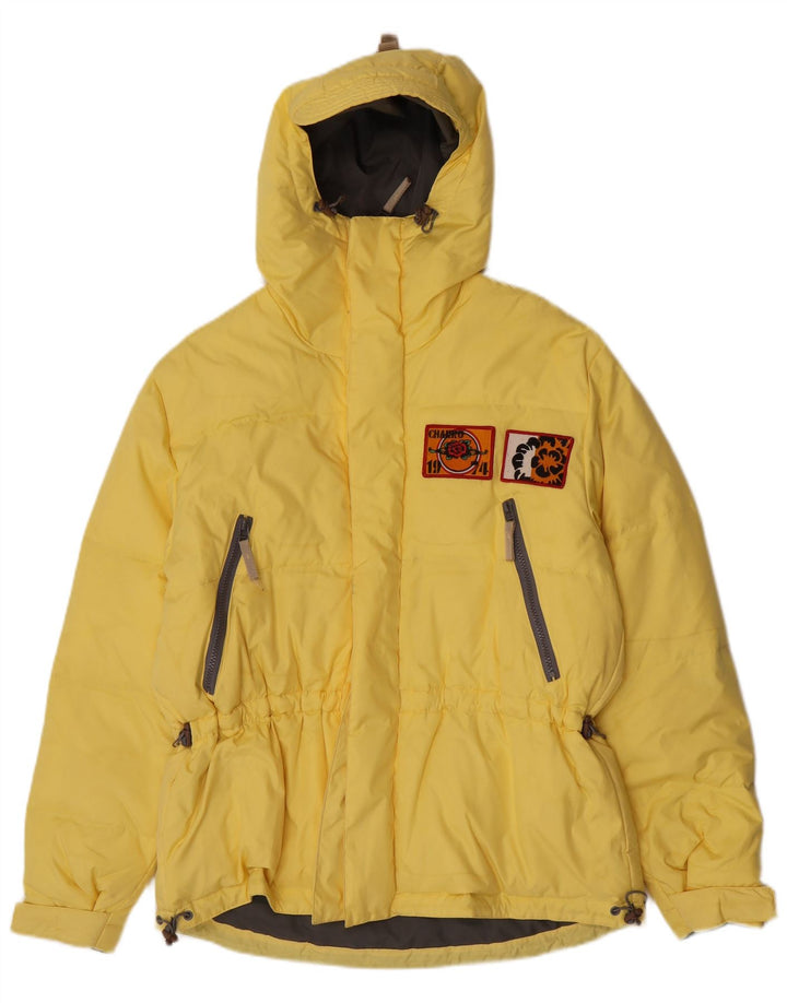 Charro Mens Graphic Hooded Wattierte Jacke UK 36 Small Gelb Polyester