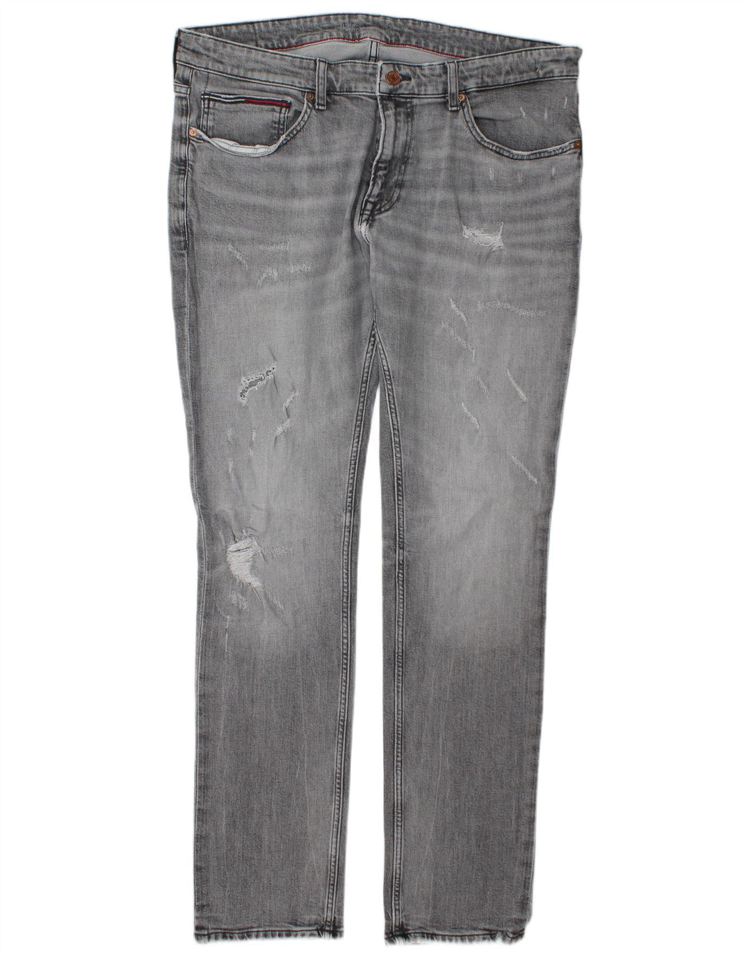 Tommy Hilfiger Herren Distressed Slim Jeans W38 L34 Graue Baumwolle