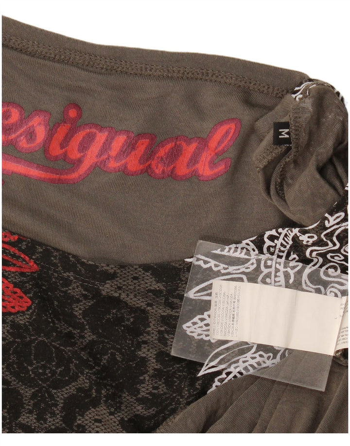 Desigual Damen Fledermausblusenoberteil UK 14 Mittelgraue Paisley-Viskose