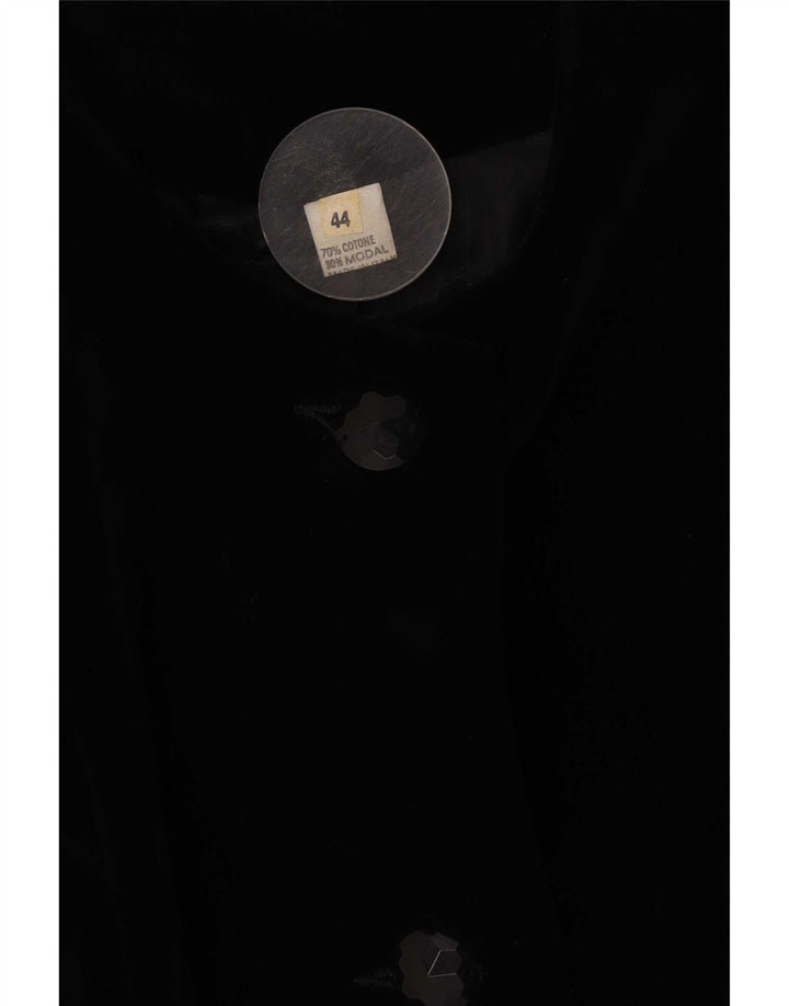 Vintage Damen 3-Knopf-Blazer-Jacke IT 44 Mittelschwarze Baumwolle