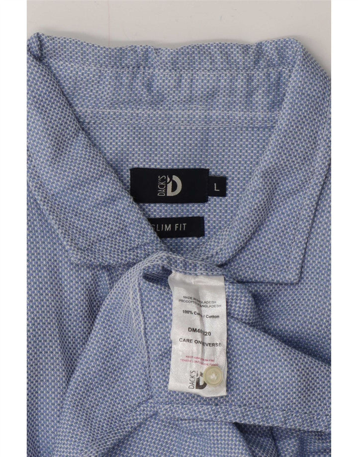 Dack's Slim-Fit-Hemd für Herren, groß, aus blauer Baumwolle