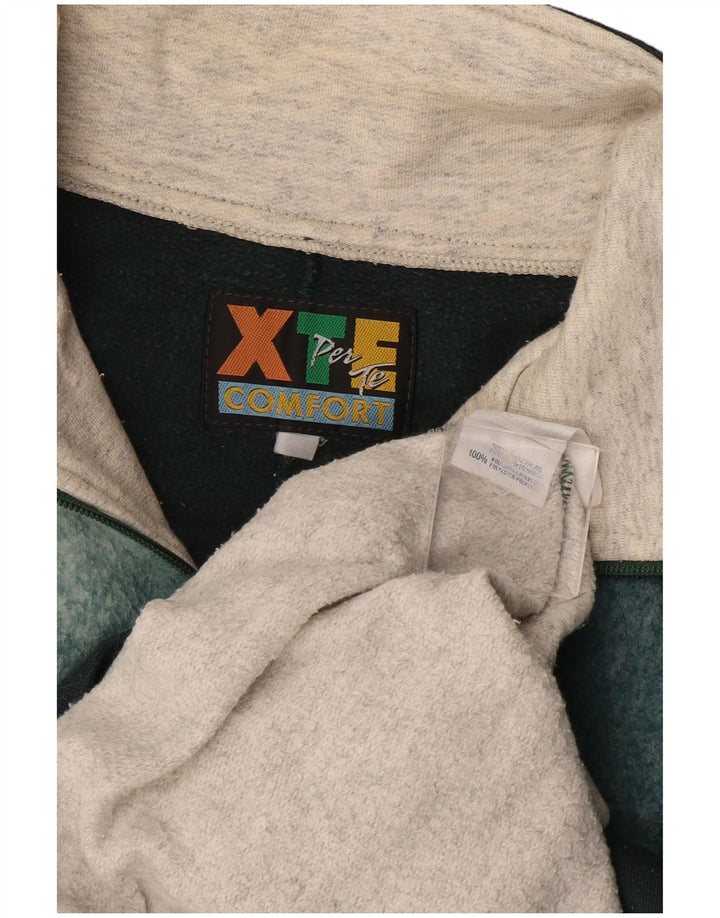 EXTE Grafischer Herren-Sweatshirtpullover mit Reißverschluss am Hals, Größe L, Grau, Farbblock