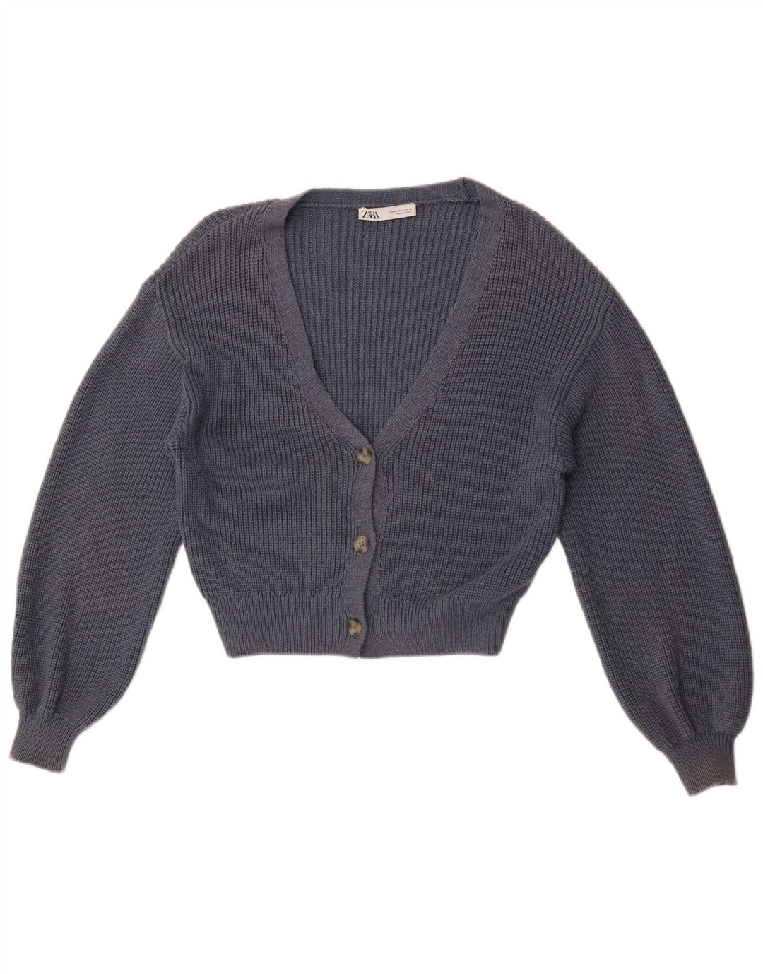 Zara Damen Crop Cardigan Pullover UK 14 Medium Marineblau