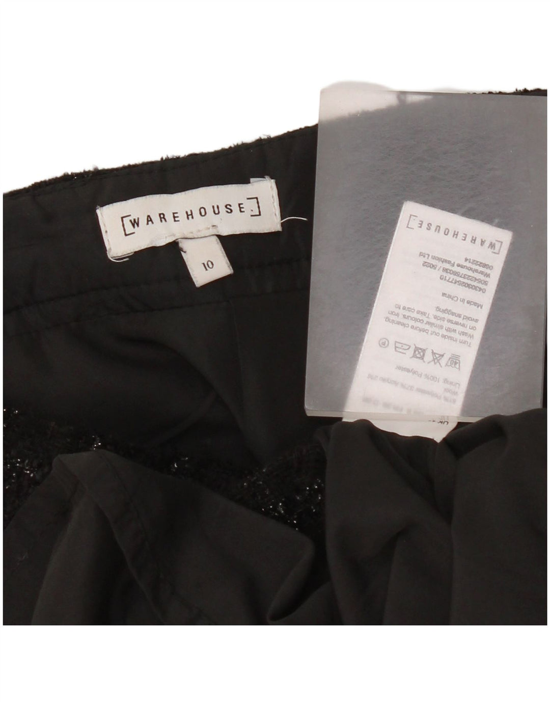 Warehouse Damen Minirock UK 10 Small W28 Schwarz kariertes Polyester