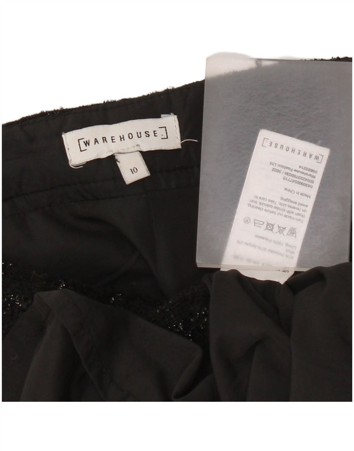 Warehouse Damen Minirock UK 10 Small W28 Schwarz kariertes Polyester