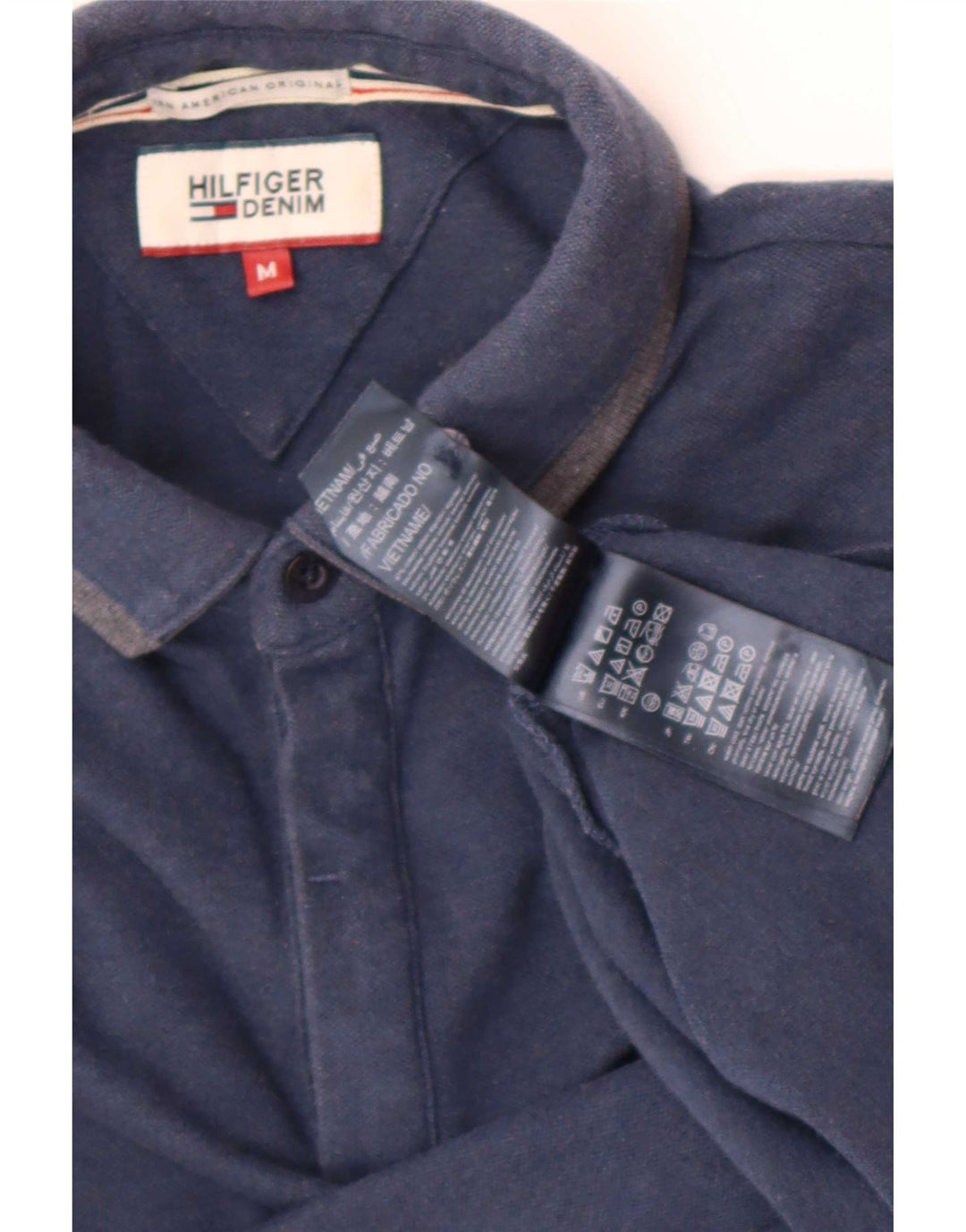 Tommy Hilfiger Herren-Langarm-Poloshirt, mittelmarineblaue Baumwolle