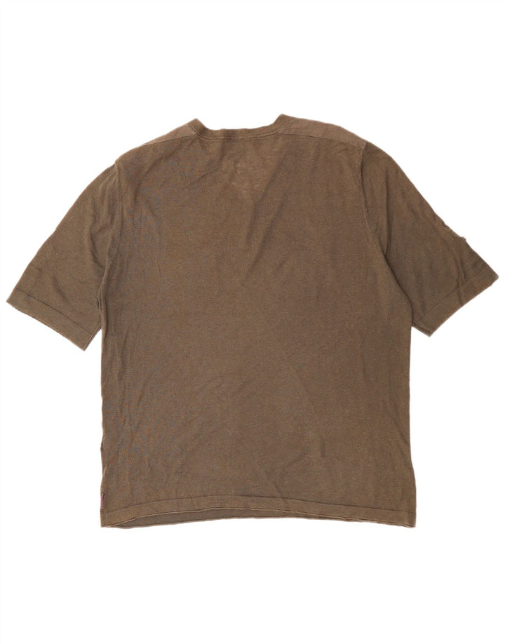 TED BAKER Herren T-Shirt Top Größe 6 2XL Khaki Baumwolle