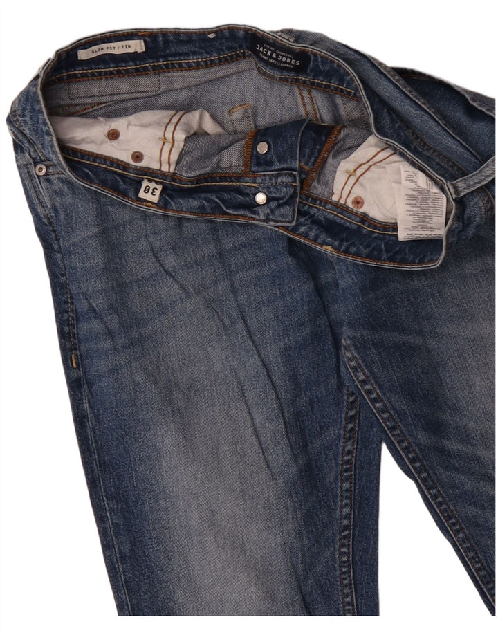 Jack & Jones Herren Tim Slim Jeans W30 L30 Blaue Baumwolle