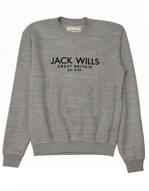 Jack Wills Herren-Sweatshirt mit Grafik, lockerer Passform, XS, grau gefleckte Baumwolle