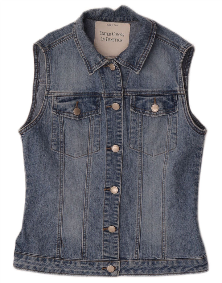 Benetton Damen Jeansweste UK 10 Small Blau