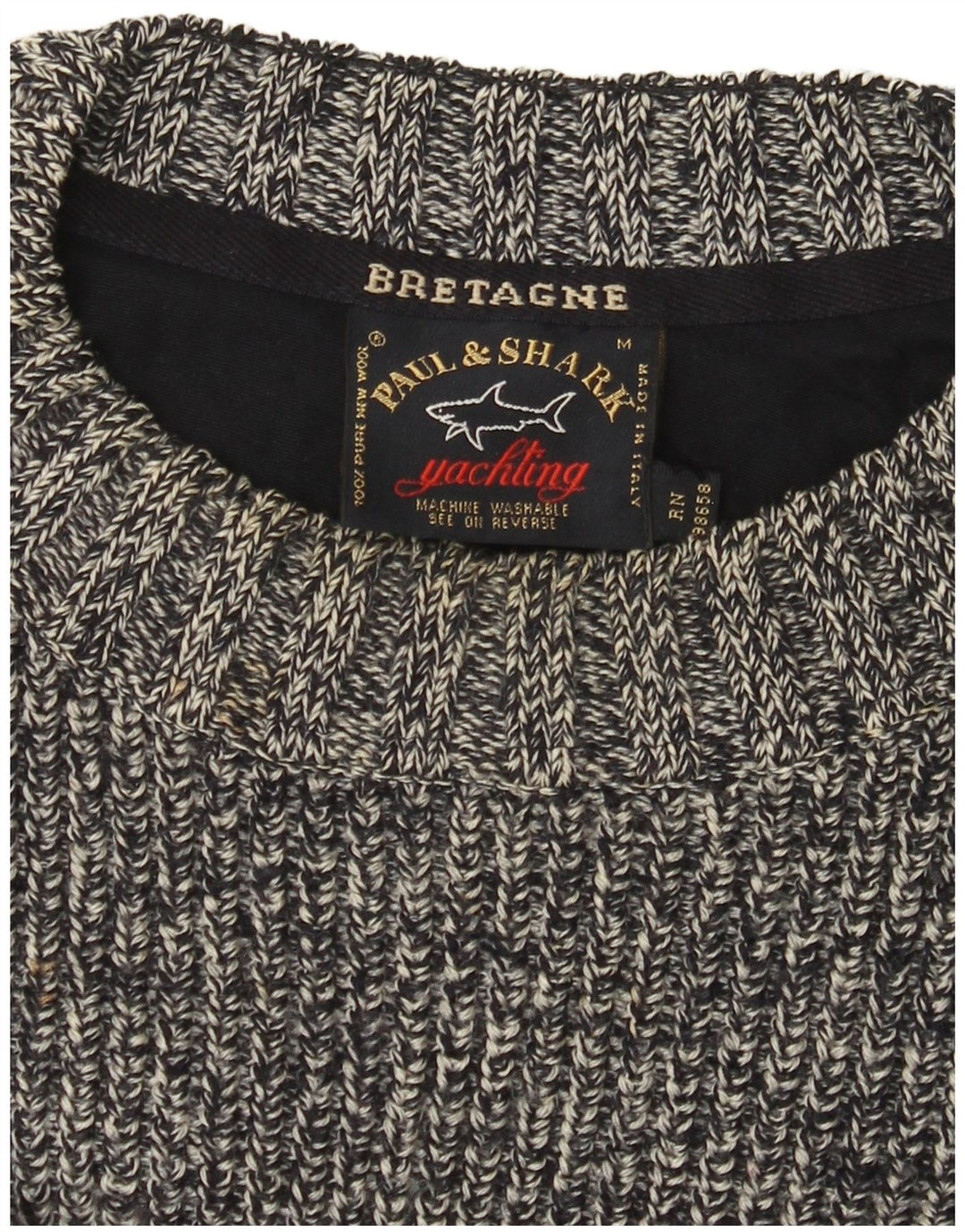 Paul & Shark Herren-Pullover mit Rundhalsausschnitt, mittelgrau gesprenkelte Wolle
