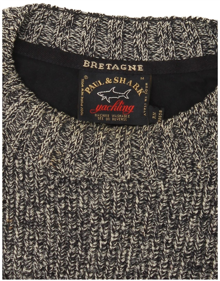Paul & Shark Herren-Pullover mit Rundhalsausschnitt, mittelgrau gesprenkelte Wolle