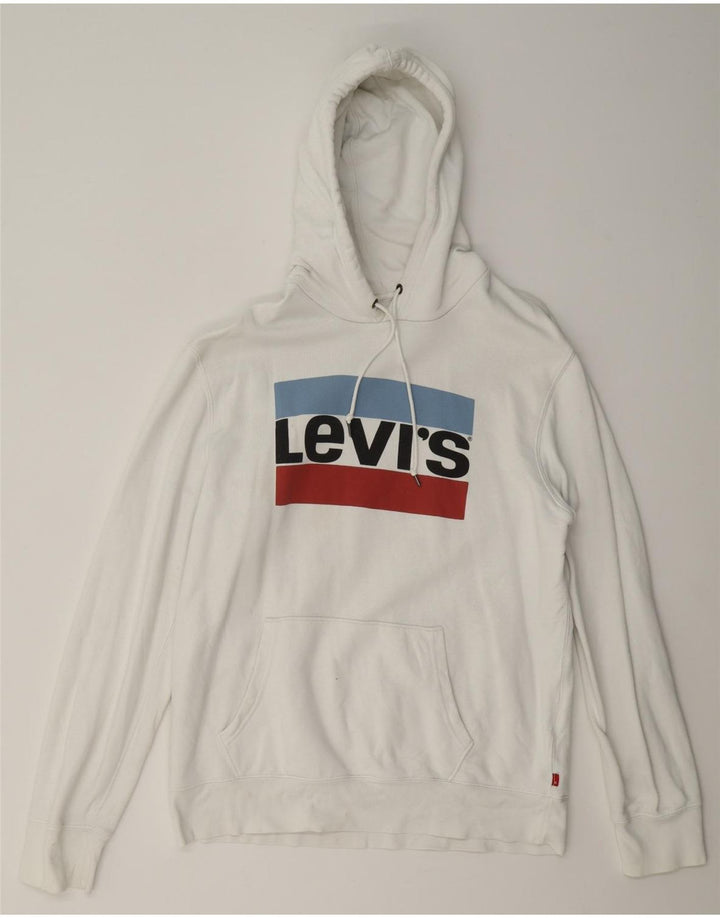 Levi's Herren-Pullover mit grafischem Kapuzenpullover, groß, aus weißer Baumwolle