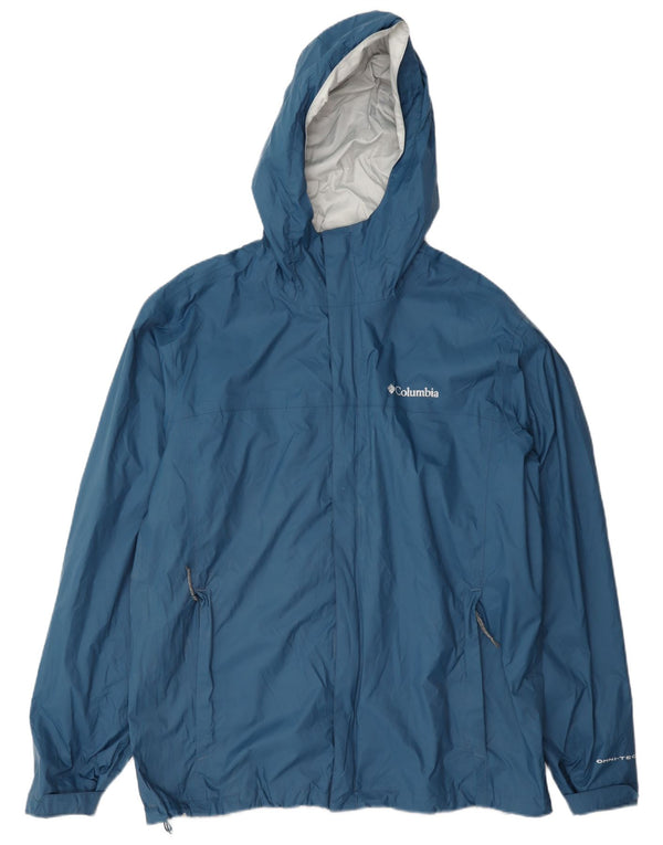 Columbia Herren Omni-Tech Kapuzen-Regenjacke UK 40 Large Blaues Nylon