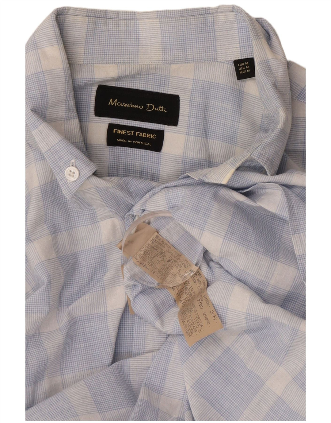 Massimo Dutti Herrenhemd aus mittelblau karierter Baumwolle