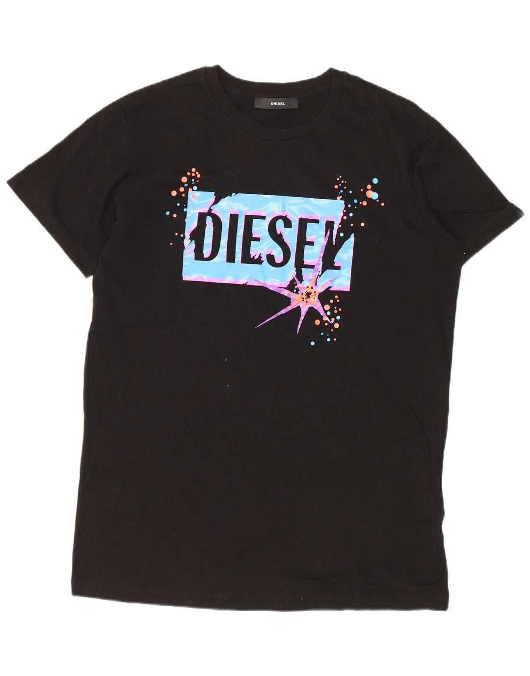 Diesel Herren-T-Shirt mit Grafik, Größe S, schwarze Baumwolle