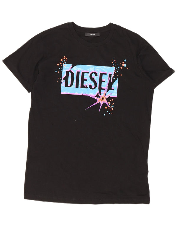 Diesel Herren-T-Shirt mit Grafik, Größe S, schwarze Baumwolle