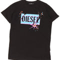 Diesel Herren-T-Shirt mit Grafik, Größe S, schwarze Baumwolle