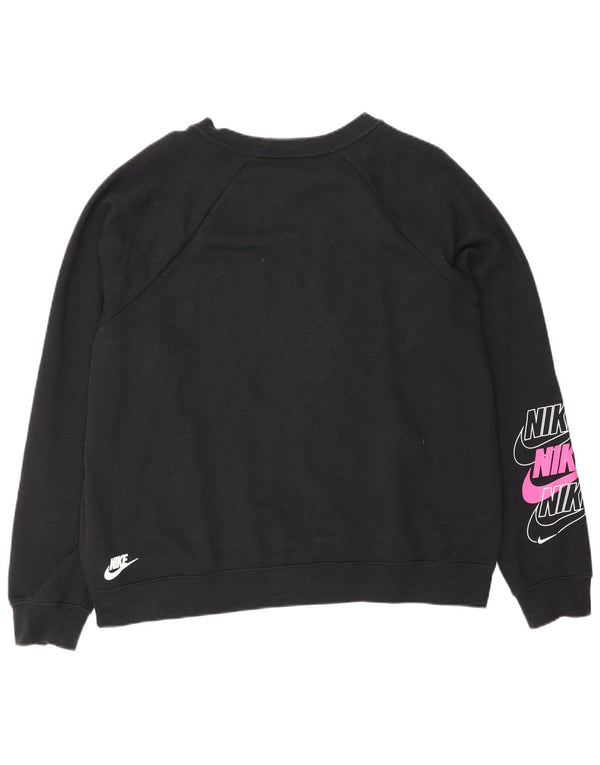 Nike Damen-Sweatshirt mit übergroßem Grafikmotiv, Gr. 16, Größe L, Schwarz, Baumwolle