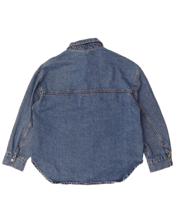 Zara Damen Asymmetrisches übergroßes Jeanshemd UK 18 XL Blau