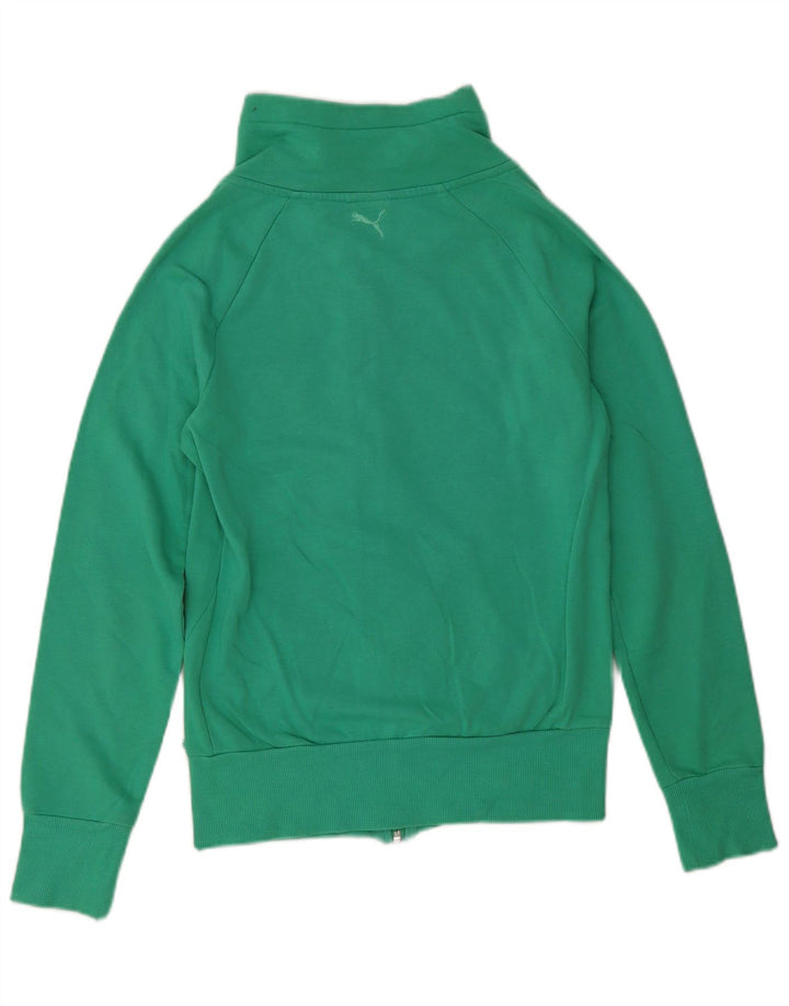 Puma Womens Graphic Trainingsanzug Top Jacke UK 10 Small Grüne Baumwolle