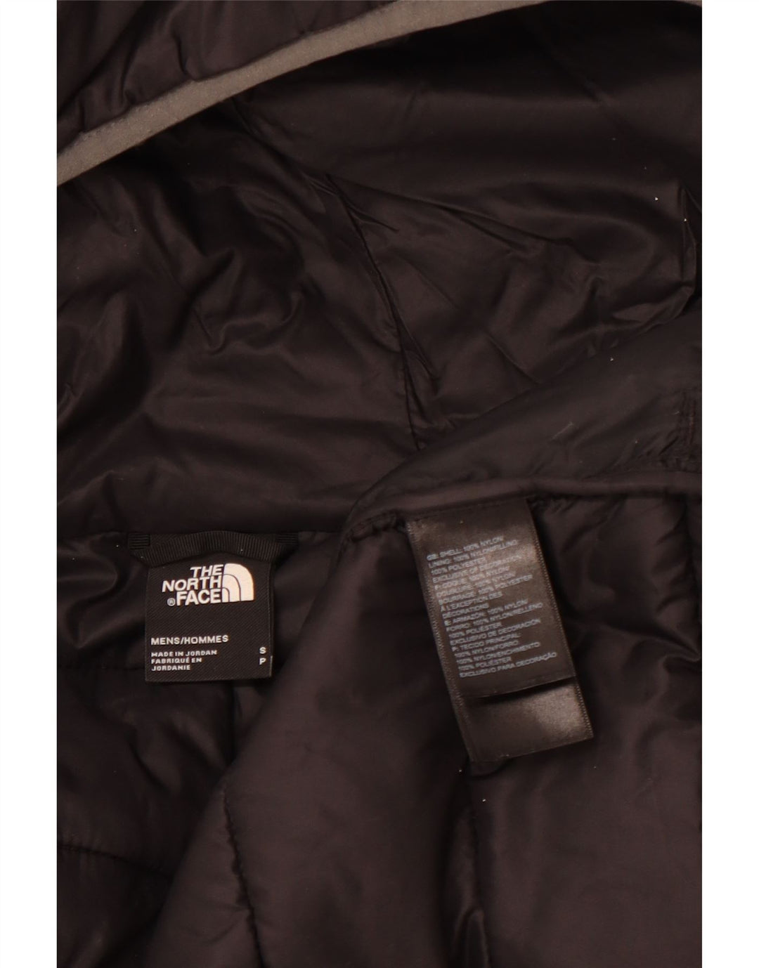 THE NORTH FACE Wattierte Herrenjacke mit Kapuze, UK 36, Small, schwarzes Nylon