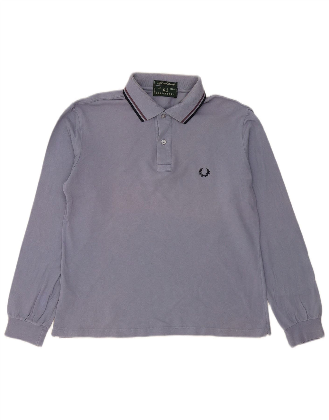 FRED PERRY Herren-Langarm-Poloshirt aus mittelblauer Baumwolle
